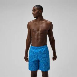 Herren Xpress Lite Badeshorts 45 cm mit Allover-Print Blau/Grün