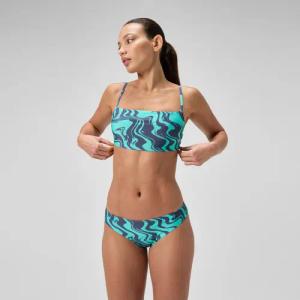 Damen Bikini mit verstellbaren Trägern und Print Türkis/Grau