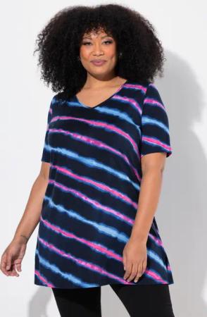 Ulla Popken Longshirt Longshirt Batikdruck A-Linie