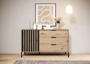 MOEBLO Kommode ANTALYA 138 (Dekorative Holzlamellen