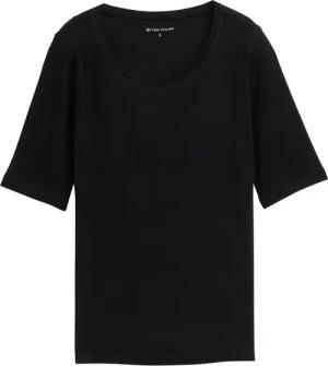 TOM TAILOR Damen Basic T-Shirt, schwarz, Uni, Gr. XS