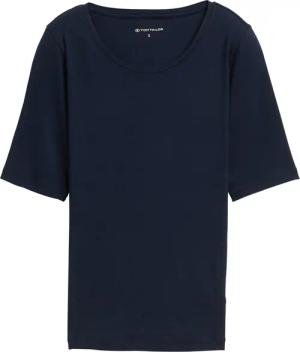 TOM TAILOR Damen Basic T-Shirt, blau, Uni, Gr. XS