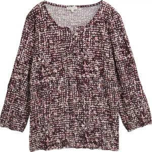 TOM TAILOR Damen Crinkle Blusenshirt mit Muster, rot, Gemustert, Gr. S