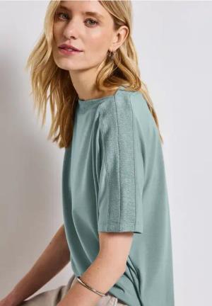 Street One Frauen Shirt mit Strukturdetail in Blau, Gr: 46