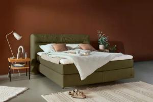 Birkenstock Boxspringbett Calan, Kopfteil mit Kreuzstichziernaht,