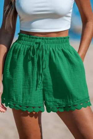 Grüne Elastischer Bund Shorts aus Baumwolle