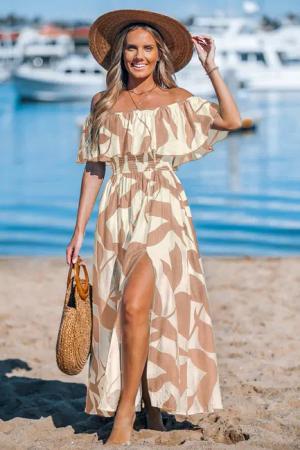 Tropisches Asymmetrischer Ausschnitt Maxikleid