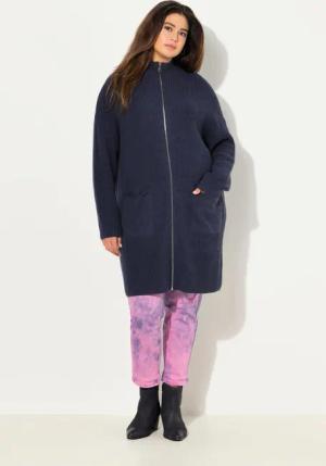 Ulla Popken Strickjacke Long-Strickjacke Oversized Stehkragen