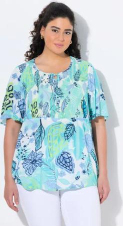 Ulla Popken Tunika Smok-Bluse Blätter A-Linie