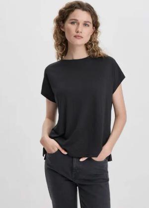 hessnatur Damen T-Shirt Oversize aus TENCEL™ Lyocell mit Bio-Baumwolle - schwarz - Größe XL