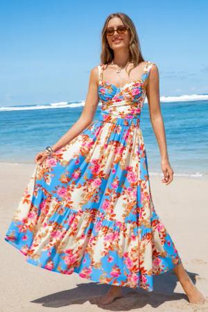 Blumiger Elastische Taille Strandsarong