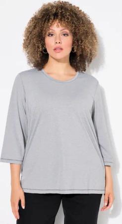 Ulla Popken T-Shirt T-Shirt Ziernähte Rundhals