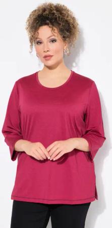 Ulla Popken T-Shirt T-Shirt Ziernähte Rundhals