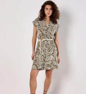 Apricot Minikleid Hemdblusenkleid, (Stoffgürtel) mit Bindegürtel