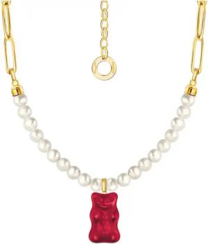 THOMAS SABO Kette mit Anhänger THOMAS SABO x HARIBO Schmuck: Gliedercollier mit Goldbär, mit Kristallglas - mit Süßwasserzuchtperle
