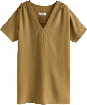 Next Minikleid Kaftan-Minikleid mit Leinenanteil (1-tlg)