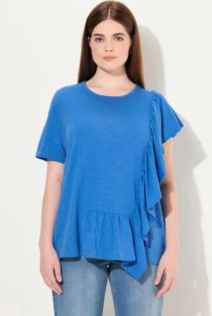 Ulla Popken T-Shirt T-Shirt Volant Rundhals