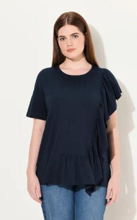 Ulla Popken T-Shirt T-Shirt Volant Rundhals