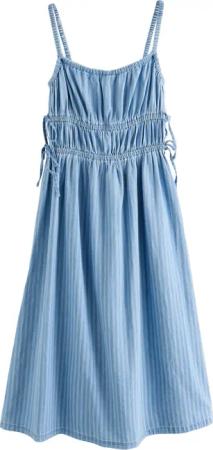 Next Midikleid Gestreiftes Jeans-Midikleid mit Trägern,