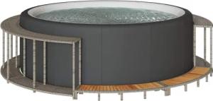 vidaXL Poolleiter, Whirlpool-Umrandung mit Stauraum Holztreppe