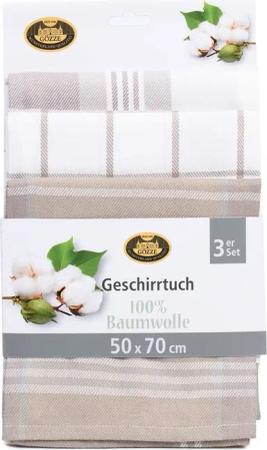 Gözze Geschirrtuch GÖZZE Geschirrtuch-Set KARO stein