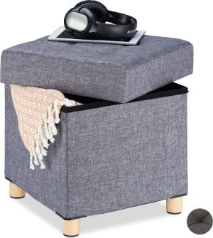 relaxdays Sitzhocker mit Stauraum, Dunkelgrau