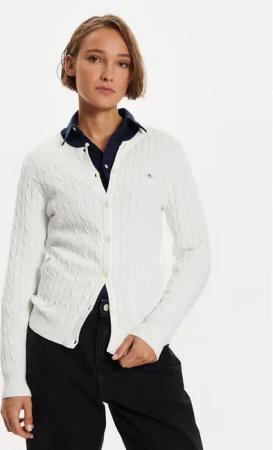 Gant Strickjacke 4800103 Weiß Slim Fit