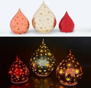 Online-Fuchs LED Dekoobjekt 3er Set Glastropfen