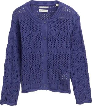 TOM TAILOR Mädchen Cardigan mit Lochmuster, blau, Uni, Gr. 92/98