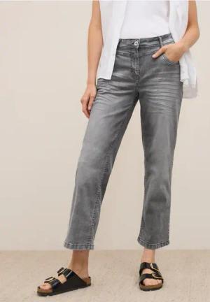 Cecil Damen Wide Leg Jeans in Grau, Gr: 32