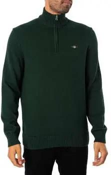 Gant Pullover Lässiger Baumwollstrick mit halbem Reißverschluss