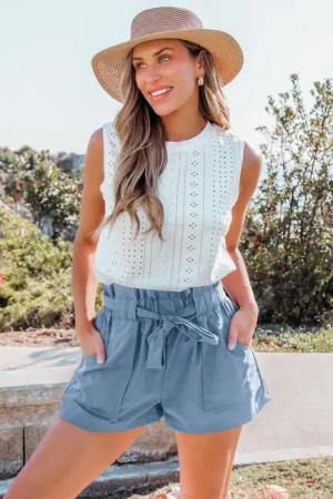 Blaue Elastischer Bund Shorts