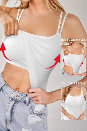 Weißes Basic-Top mit integriertem BH