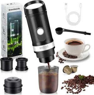 FOSMET Espressomaschine Tragbare Kaffeemaschine–20 bar–Schnellheizung für Kapseln/Pulver/Tee,