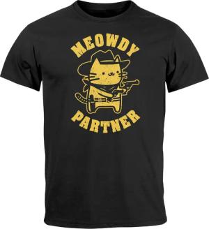 MoonWorks Print-Shirt Herren T-Shirt Meowdy Partner