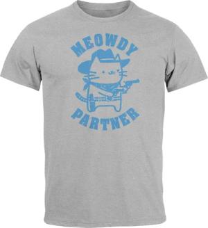 MoonWorks Print-Shirt Herren T-Shirt Meowdy Partner