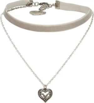 Alpenflüstern Choker Trachten-Samt-Kropfband Strassherz-Hirsch-Kette (grau), -