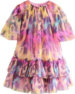 Next Jerseykleid Gestuftes Netzkleid mit Animalprint