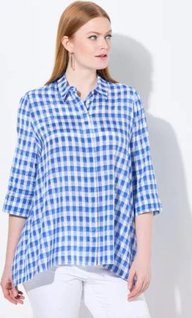 Ulla Popken Hemdbluse Karobluse Zipfelsaum Oversized