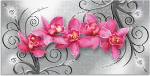 Artland Wandbild rosa Orchideen auf Ornamenten,