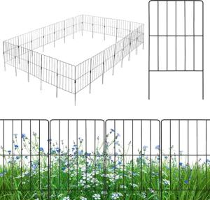 KOMFOTTEU Gartenzaun Steckzaun Metall, 25 Stück,