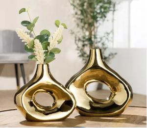 GILDE Dekovase Goldene Vase Malta 23cm