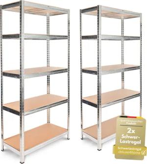 deluxe4home Schwerlastregal 2er Set Kellerregal verzinkt