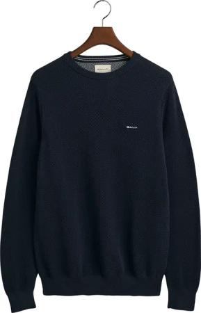 Gant Rundhalspullover "COTTON PIQUE C-NECK", mit Logostickerei auf der Brust