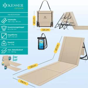 KESSER Gartenliege Strandmatte klappbar mit verstellbarer