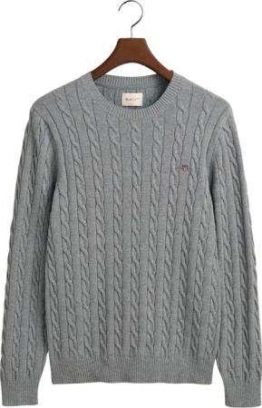 Gant Strickpullover "COTTON CABLE C-NECK", mit Wappen-Logostickerei auf der Brust