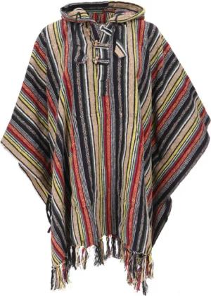 Guru-Shop Cardigan - Poncho Hippie chic, Ethno Poncho, Andenponcho beige/grün - für Männer - Größe multicolor