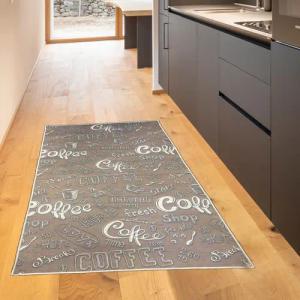 TeppichHome24 Teppich Waschbarer Küchen-Teppich mit „Coffee“