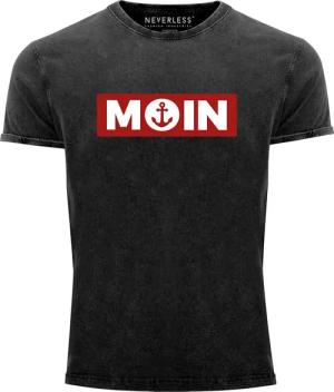 Neverless Print-Shirt Herren Vintage Shirt Moin