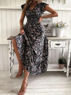 Moda Yakamoz Midikleid JANE'S Damen Kurzarm